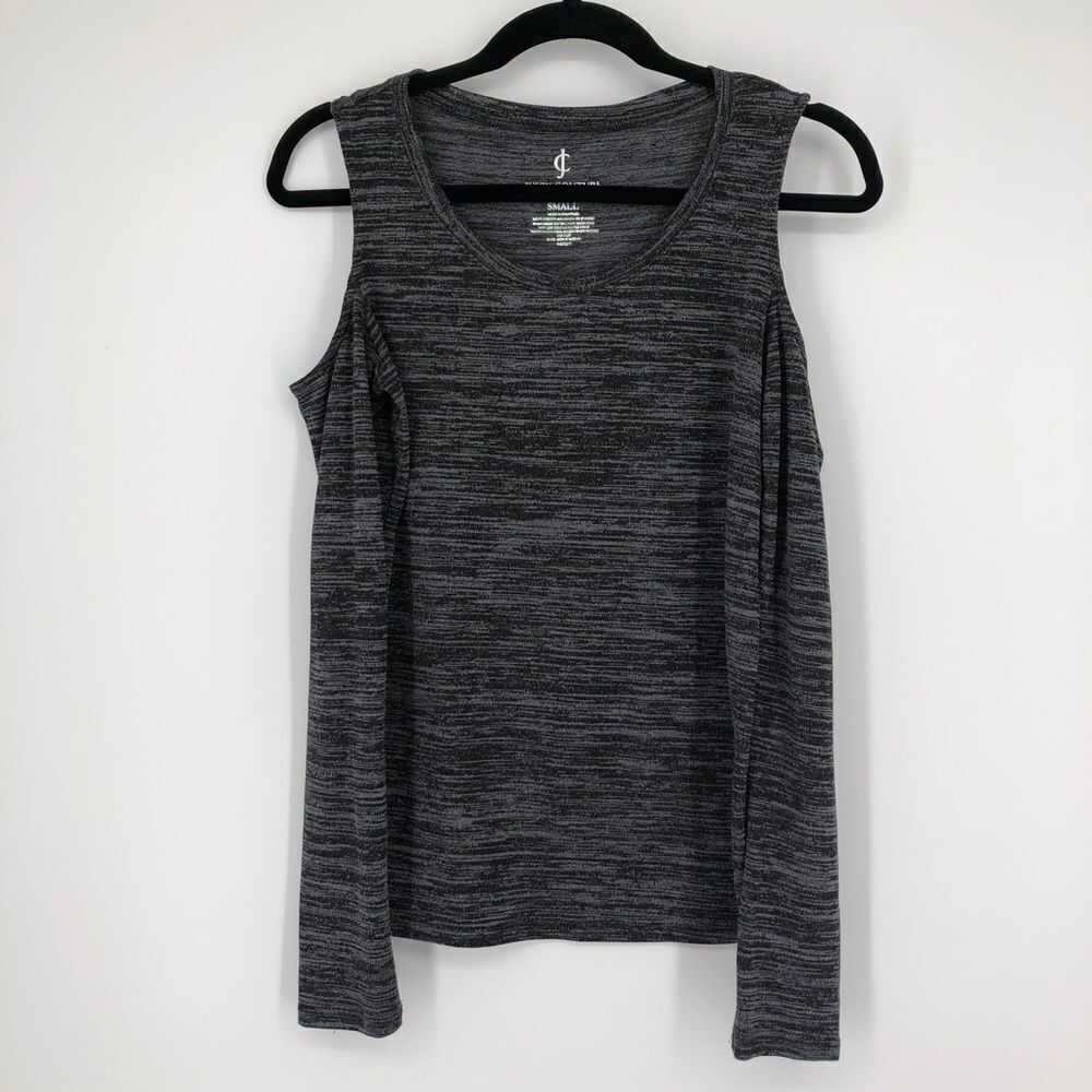 Juicy Couture Marl Gray LS Cold Shoulder Top